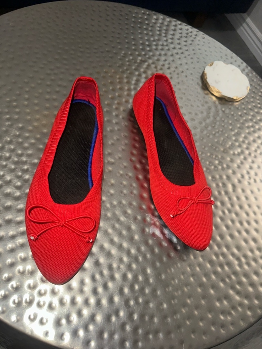 Women’s Red Pointed Toe Knit Ballet Flats size 40.5